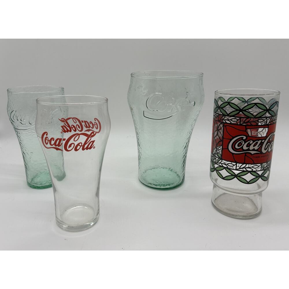 Coca-Cola - Coke Drinking Glass Lot of 4 - Vintage Soda Pop Drinkware Barware